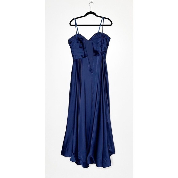 NEW La Femme Strapless Gown Dress Side Slit Back Zip Women's Navy Blue Size 14 - Picture 4 of 7
